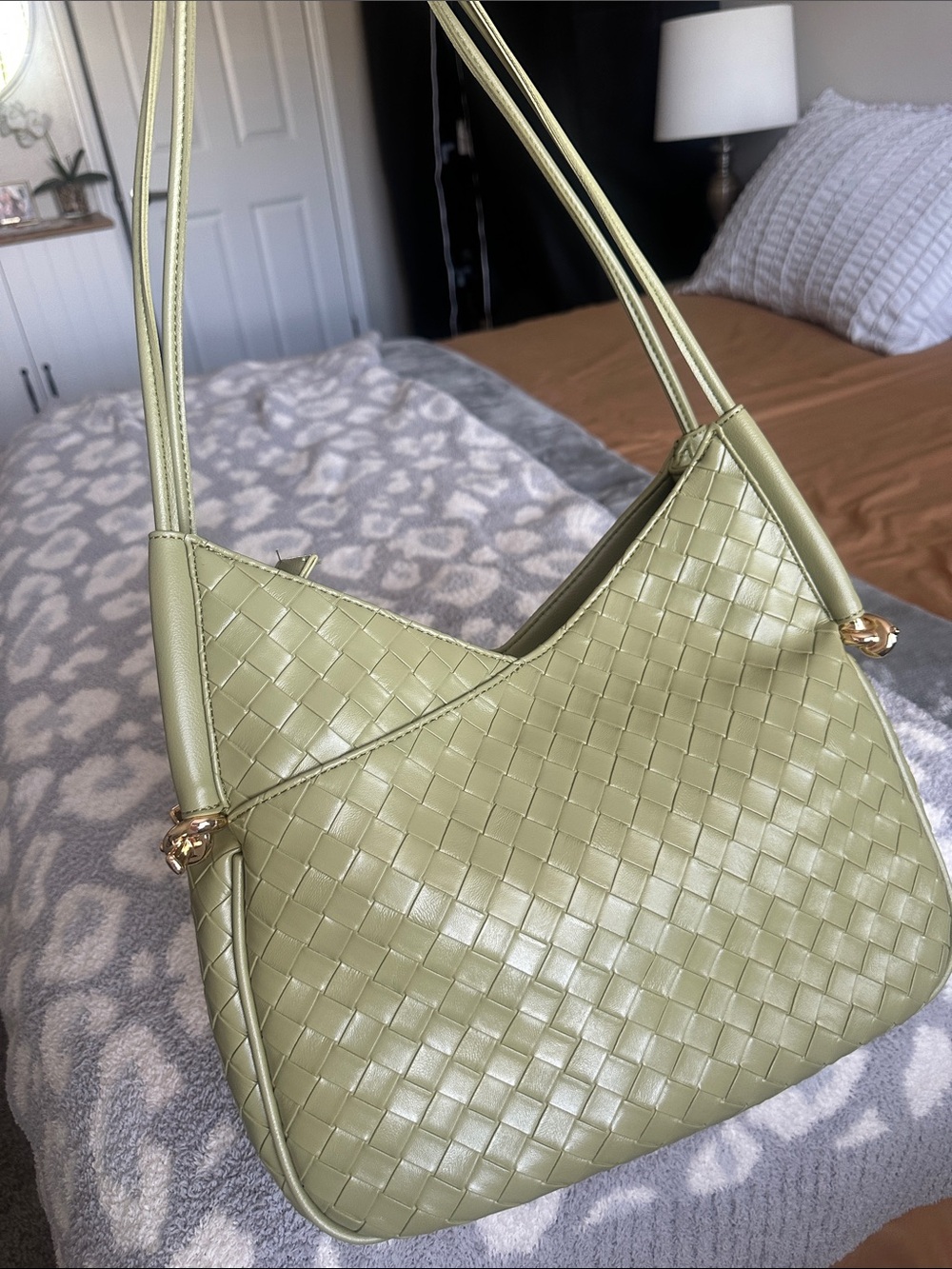 Woven Shoulder Bag - Sage Green